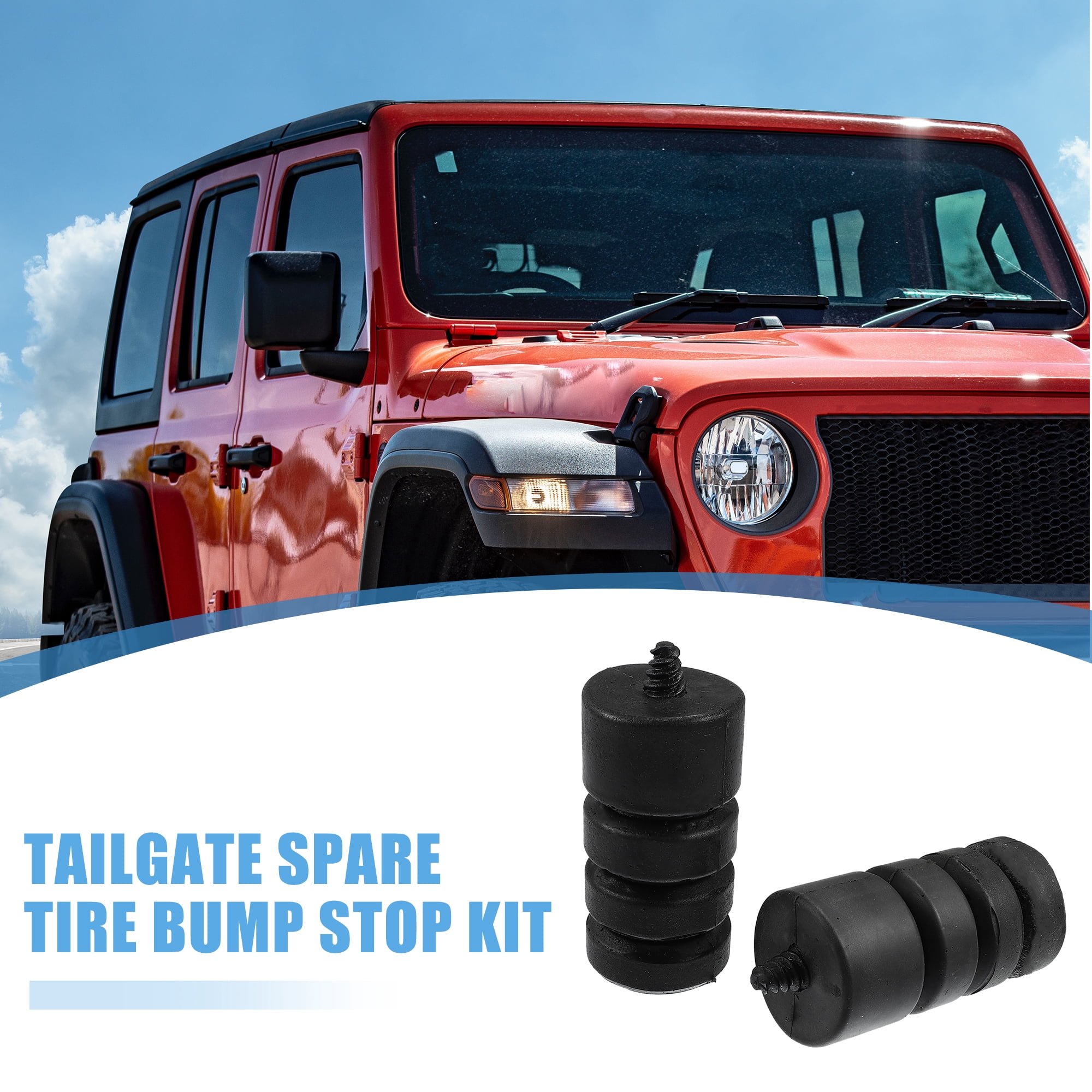 Unique Bargains 2PCS Tailgate Spare Tire Bumper Stop for Car Accessories Black Fit for Jeep JK Wrangler 2007-2017
