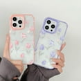 thumbnail image 2 of Cute Tulips Candy Color Edge Clear Soft  for iPhone Case (Purple,iPhone 14), 2 of 7
