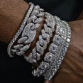 thumbnail image 2 of Pulsera de eslabones cubanos de cristal brillante para hombre y mujer, brazalete con diamantes de imitación, Color dorado y plateado, estilo Hip Hop, Miami Fivean unisex, 2 of 2