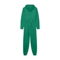 thumbnail image 3 of safuny Women's Jumpsuit Fashion Full Length Trousers Drawstring Zipper Hooded Jumpsuit Jumpsuit for Lady Wife Daughter Girlfriend Solid Color Comfy Lounge Casual Green L, 3 of 8