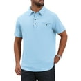 thumbnail image 5 of INSPIRE CHIC Men's Linen Chest Pocket Short Sleeve Casual Hawaiian Beach Polo Shirts S Light Blue, 5 of 6