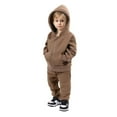 thumbnail image 6 of NAISIBABY Boys Girls Fleece Sets 2-Piece, Zipper Hooded Sweatshirt Jacket and Jogger Sweatpants Casual Athletic Outfit Brown 8T, 6 of 7