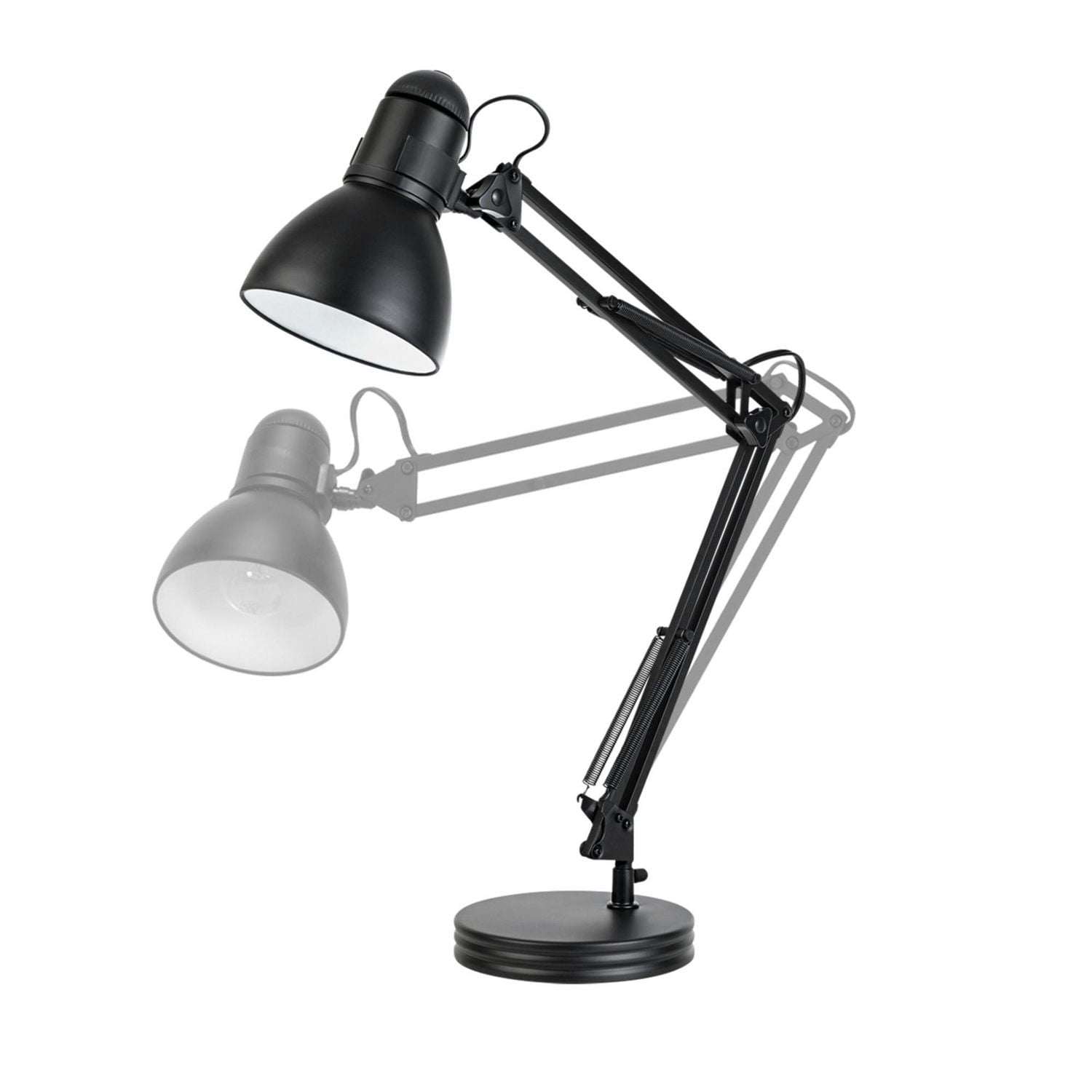 Globe Electric 28" Heavy Base Architect Black Swing Arm Metal Desk Lamp, 5698601
