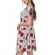 thumbnail image 2 of Disketp Leaves And Anemone Flowers In Red Grey para Vestido de Manga Corta para Mujeres, Vestidos de Verano para Mujeres, Casual y Holgado para la Playa, 2 of 6