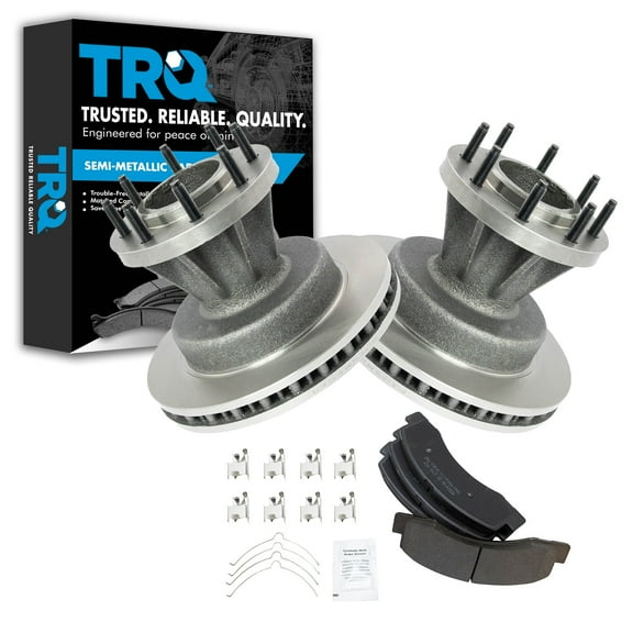 TRQ Front Brake Pad & Rotor Kit Brake Pads Brake Rotor Semi-Metallic Fits Select 2000-2002 Ford F-350 Super Duty