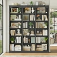 thumbnail image 6 of Homfa 18-Cube Bookcase and Bookshelves, 71.2" Triple Width 6-Tier Freestanding Arch Library Cabinet for Home Office Living Room, Dark Gray Texture, 6 of 8