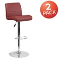 thumbnail image 3 of Flash Furniture Marietta 2 Pk. Contemporary Burgundy Vinyl Adjustable Height Barstool with Rolled Seat and Chrome Base, 3 of 8