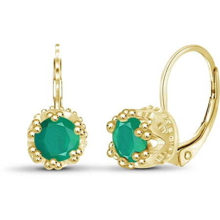 JewelersClub 1 Carat T.G.W. Emerald 14kt Gold Over Silver Crown Earrings