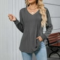 thumbnail image 5 of Guluxicc T-Shirts for Women V-Neck Long Sleeve Loose Fit Shirts Casual Soft Comfy Pullover Tops, 5 of 7