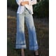 thumbnail image 4 of Pantalones Vaqueros de Mujer de Cintura Alta, Elásticos, con Dobladillo Enrollado y Pernera . Azul M, 4 of 9