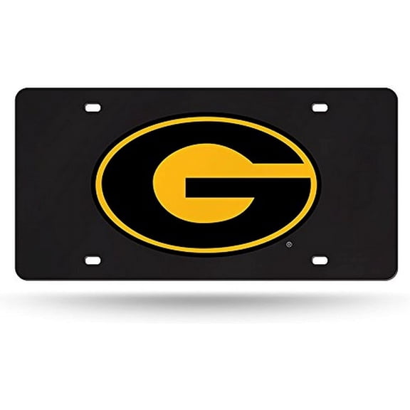 Grambling State University Tigers Premium Laser Cut Tag License Plate, Black, Mirrored Inlaid Acrylic, 12x6 Inch