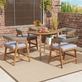 thumbnail image 4 of Demifill Outdoor Acacia Wood Patio Wicker Dining Chairs Set of 4, Dining Chair with Seat Cushion for Outdoor as Garden, Backyard, Porch, Gray, 4 of 19