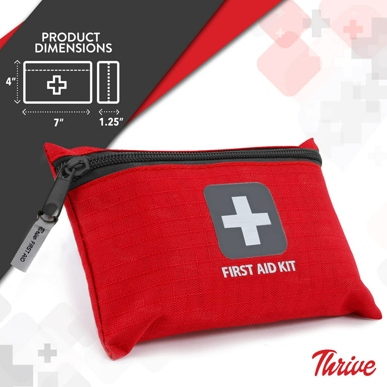 Thrive Mini First Aid Kit Travel Size (66 Piece) - First Aid Bag with Hospital Grade Medical Supplies