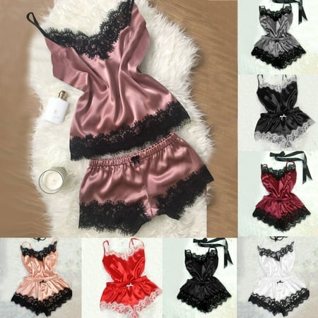 

sebulube Intimates women Lingerie 2PC Lingerie Women Nightdress Nightgown Sleepwear Underwear Set