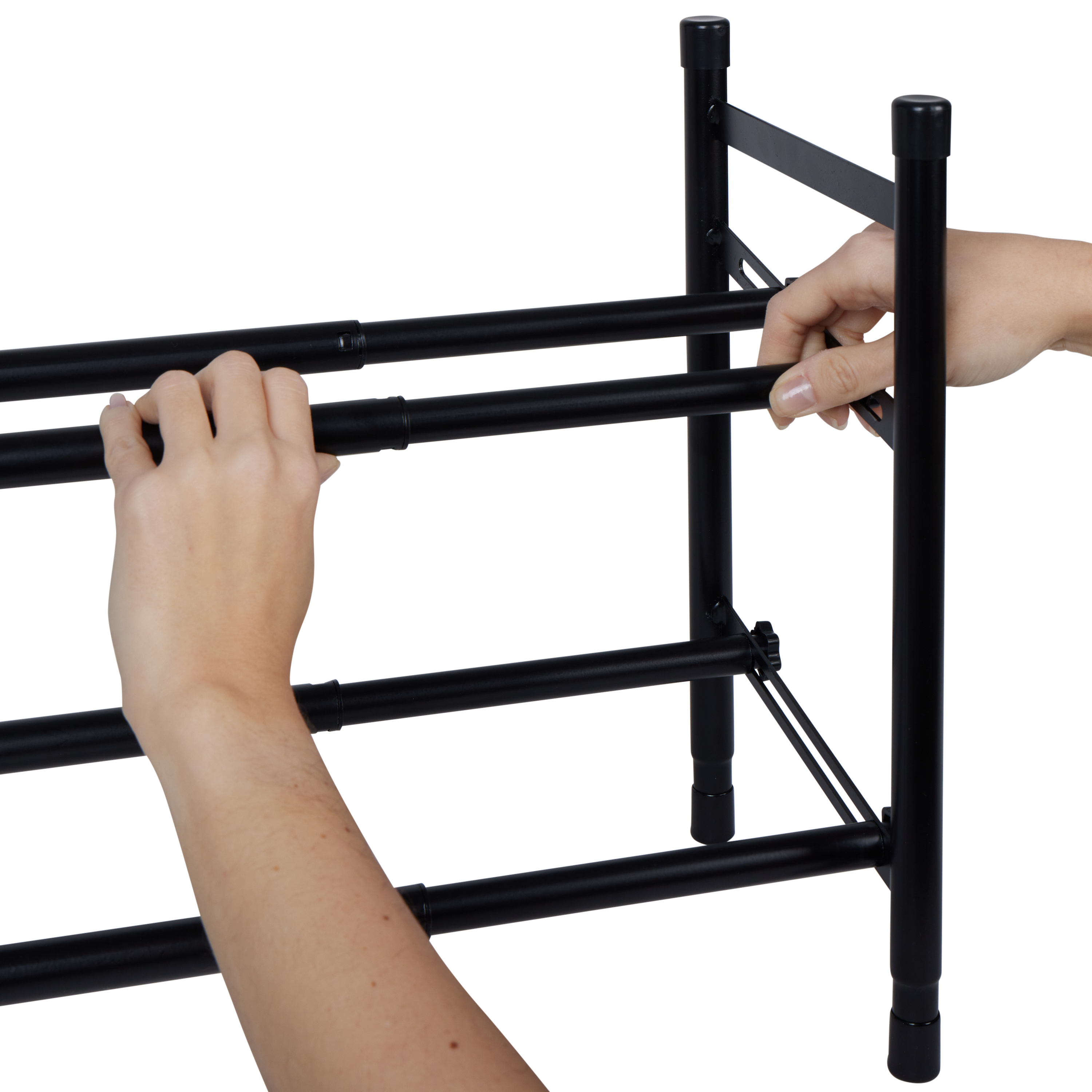 Organize It All 2 Tier Expandable Shoe Rack in Black