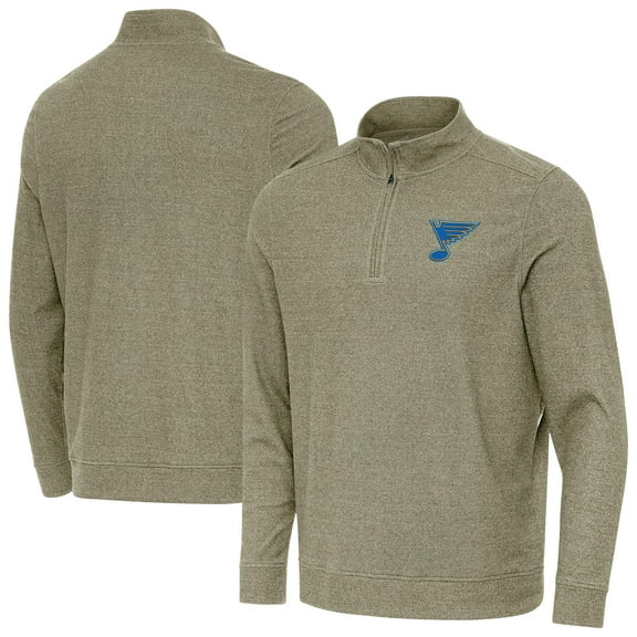 Men's Antigua Olive St. Louis Blues Subtle Quarter-Zip Sweatshirt