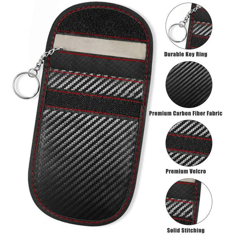 Lanpard Faraday Bag for Key Fob(2 Pack), Faraday Cage Protector, Car RFID  Signal Blocking Key Fob Protector, Double-Layers of Shielding Carbon Fiber