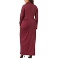 thumbnail image 3 of Vestidos maxi de talla grande para mujer Agnes Orinda, vestido de fiesta ajustado de manga larga con cuello alto, vestido lápiz largo 3X burdeos, 3 of 6