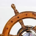 thumbnail image 5 of Nagina International Pirate Style Nautical Wood Crafted Ship Wheel | Teak Finish | Captain Maritime Beach Home Decor Gift (16 Inches), 5 of 6