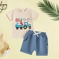 thumbnail image 2 of WUANDIXFA Toddler Baby Boys Easter Outfit Bunny Tractor Tshirt Short Sleeve Tops Solid Shorts Summer Outfits Clothes Set (Blue, 2-3 Years), 2 of 5