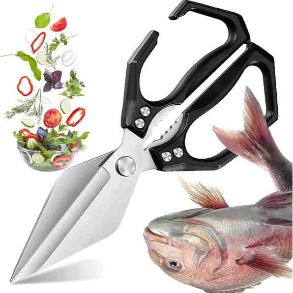 Seattleget Multifunctional Heavy-Duty Kitchen Shears, High-Carbon Steel Culinary Shears, Heavy Duty Kitchen Scissors for Food, Chicken Bones and Turkey (Black)