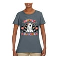 thumbnail image 2 of Wild Bobby Hippie Halloween Ghost Bats Stars Halloween Pink Orange Purple Halloween Halloween Women Graphic Tee, Charcoal, Large, 2 of 6
