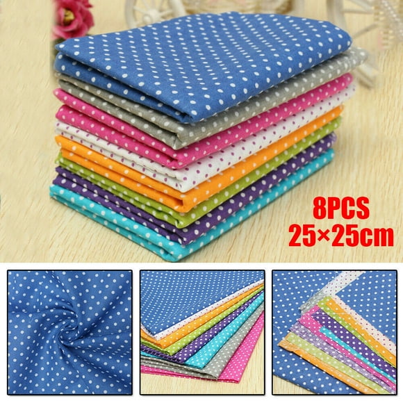 8 PCS Multi Color 25*25cm Cotton Fabric Assorted Pre-Cut Fat Quarters Bundle DIY