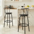 thumbnail image 2 of VECELO Set of 2 Bar Stools, Swivel Round Wood Metal Counter Height Bar Stools with Arc-Shaped Backrest, Charcoal Gray, 2 of 8