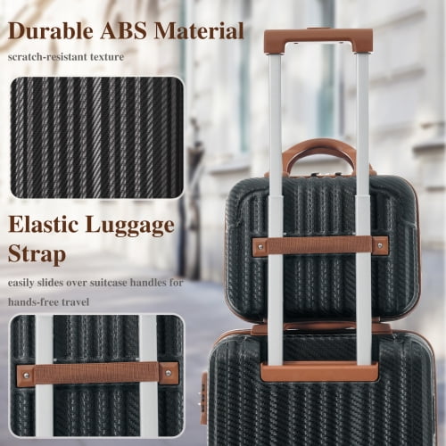 2-Piece Hardshell Luggage Set, 20" Carry-On and 14" Cosmetic Case, Lightweight ABS, TSA Lock, 360° Spinner Wheels, Black