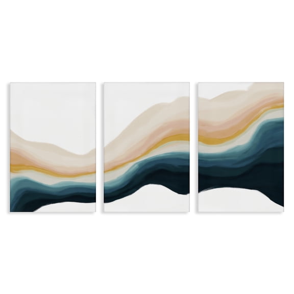 Stupell Industries Fluid Peach Swirl Abstract Painting Wrapped Canvas Art Print Wall Art, 16 x 24, Set of 3