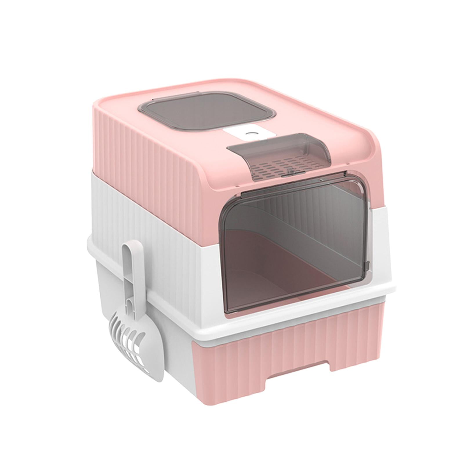 Bvdfgk Hooded Cat Litter Boxes with Fully Enclosed Easy to Clean Cats Litter Tray Large pink