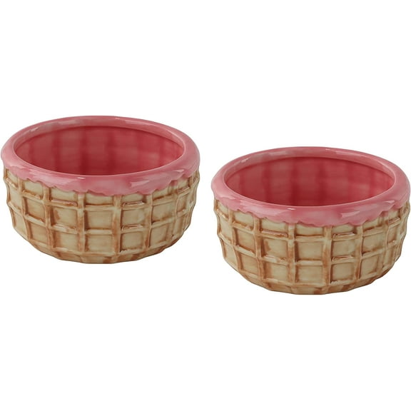 Servette Home Ceramic Pink Ice Cream Sundae Dessert Bowl 6oz - Set of 2