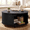 Black, variant on ROGALIS 31.5" Round Coffee Table with Storage, Modern Coffee Table with 360° Curved Sliding Door, Fluted Wood Coffee Table with Adjustable Footpads for Living Room, Black