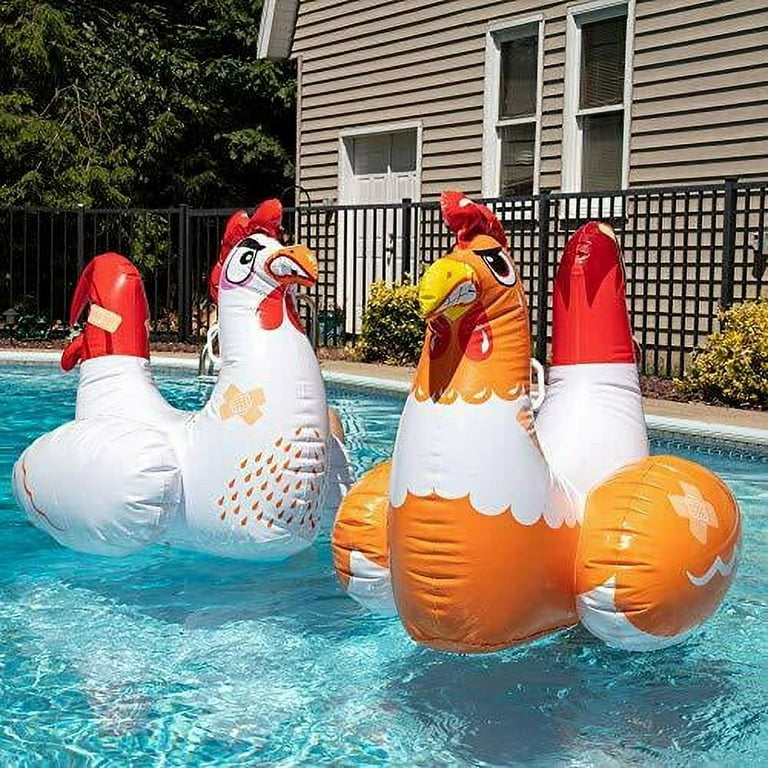 Chicken Fight Inflatable Pool Float Game Set - Includes 2 Giant Battle  Ride-Ons - Flip Your Friends to Win! - for Kids and Adults