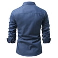 thumbnail image 6 of LIIPEE Men Shirts Casual Loose Fit Solid Color Long Sleeve Lapel Denim Shirt With Pockets Male Button Up Fashion Tops Comfortable Breathable Soft Daily Shirts,Blue,L, 6 of 9