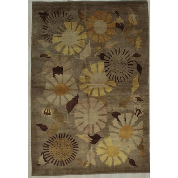 EORC 9 x 12 ft. Ningxia Transitional Hand Knotted Persian Knot Area Rug - Brown