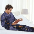 thumbnail image 6 of Cauagu Mystery House Halloween Night Print Men's Long-Sleeve Pajama Set,Soft Button-Front 2Pjs for Men Long Sleeve Men’s Sleepwear-XX-Large, 6 of 7