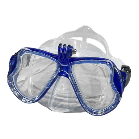 Adult Scuba Diving Swim Camera Mount Wide View Action Cameras Mount Swimming Goggles Anti Fog for Underwater Free Diving Blue A