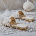 thumbnail image 4 of Sandalias planas de perlas de lujo para mujer, chanclas de playa de colores mezclados en negro/blanco, zapatillas con cuentas en la parte inferior de paja, sandalias bohemias para mujer, 4 of 5