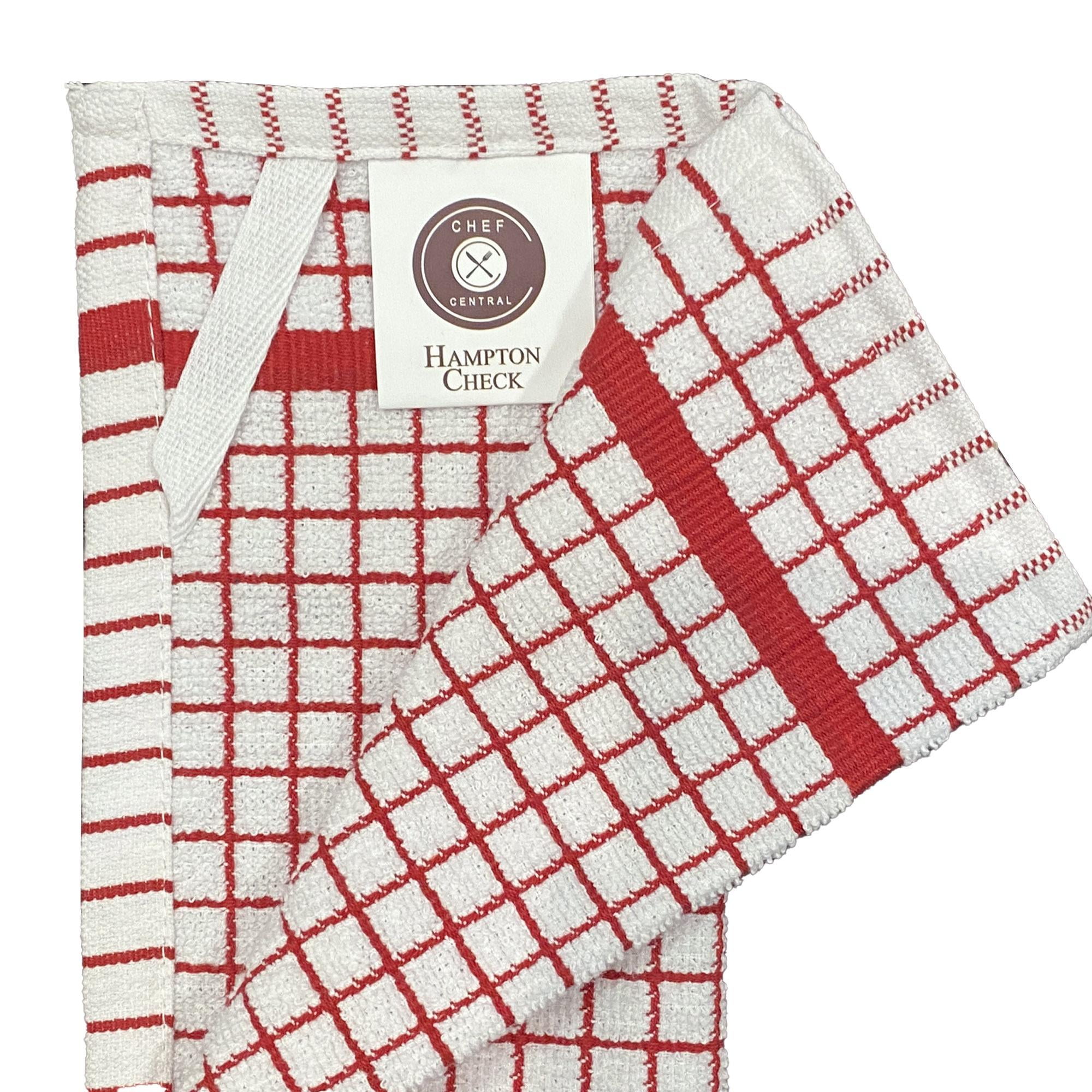 Hampton 16-Piece Check Dishcloth Set in Red