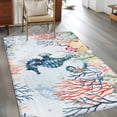 thumbnail image 2 of Sea Horse Area Rugs 4x6 ft Vintage Watercolor Ocean Animals Colorful Corals Seaweed Blue Washable Rug Non Slip Indoor Carpet Absorbent Floor Mat for Living Room Bedroom Dining Room, 2 of 9