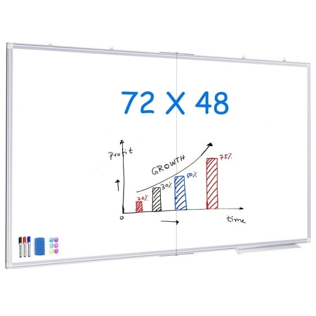 Large Whiteboard for Wall   72 X48  Maxtek Magnetic White Board Dry Erase 6  x 4  Foldable Wall-Mounted Aluminum Frame for School  Classroom  Office & Home