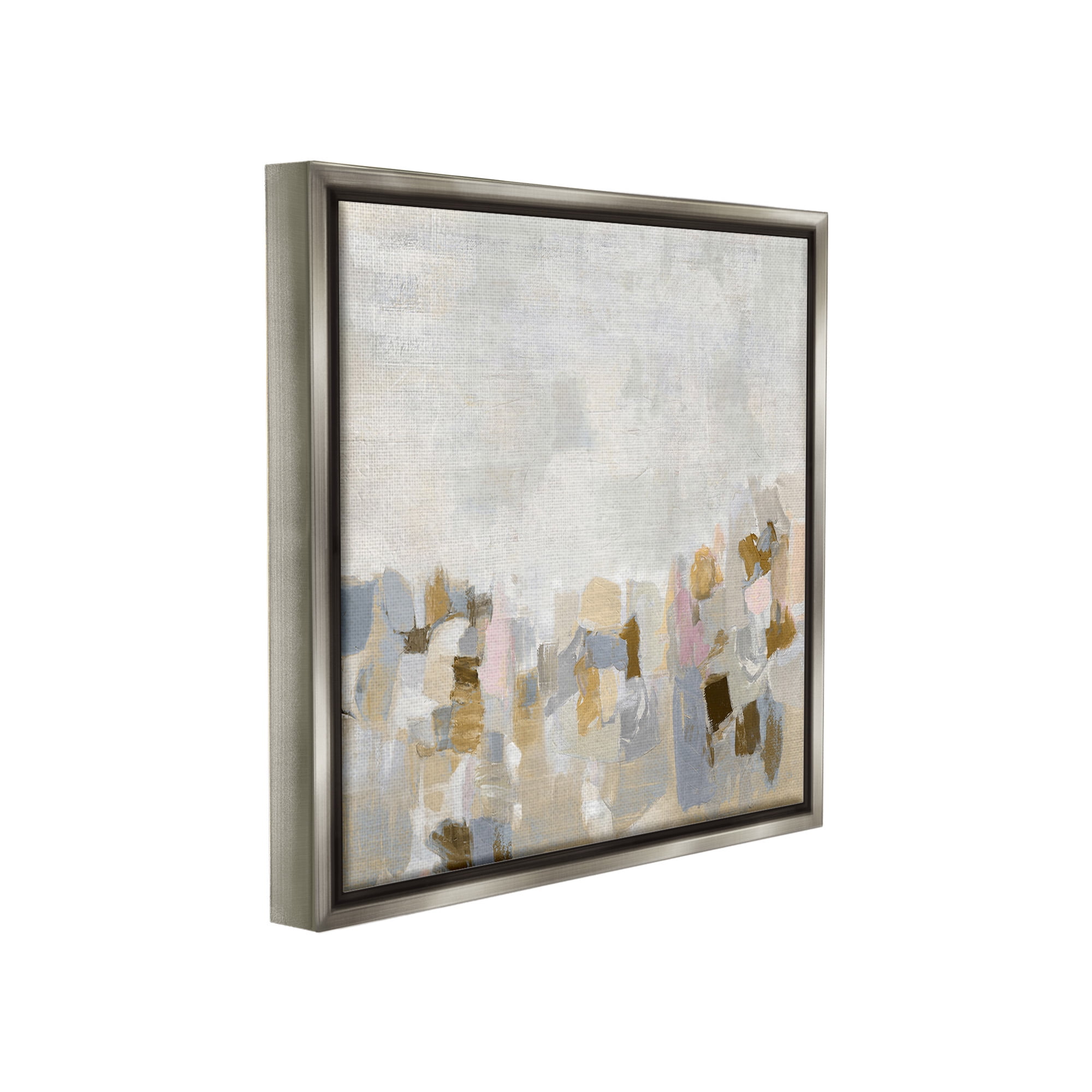 Stupell Industries Modern Flecked Landscape Abstract Painting Gray Floater Framed Canvas Art Print Wall Art, 18 x 18