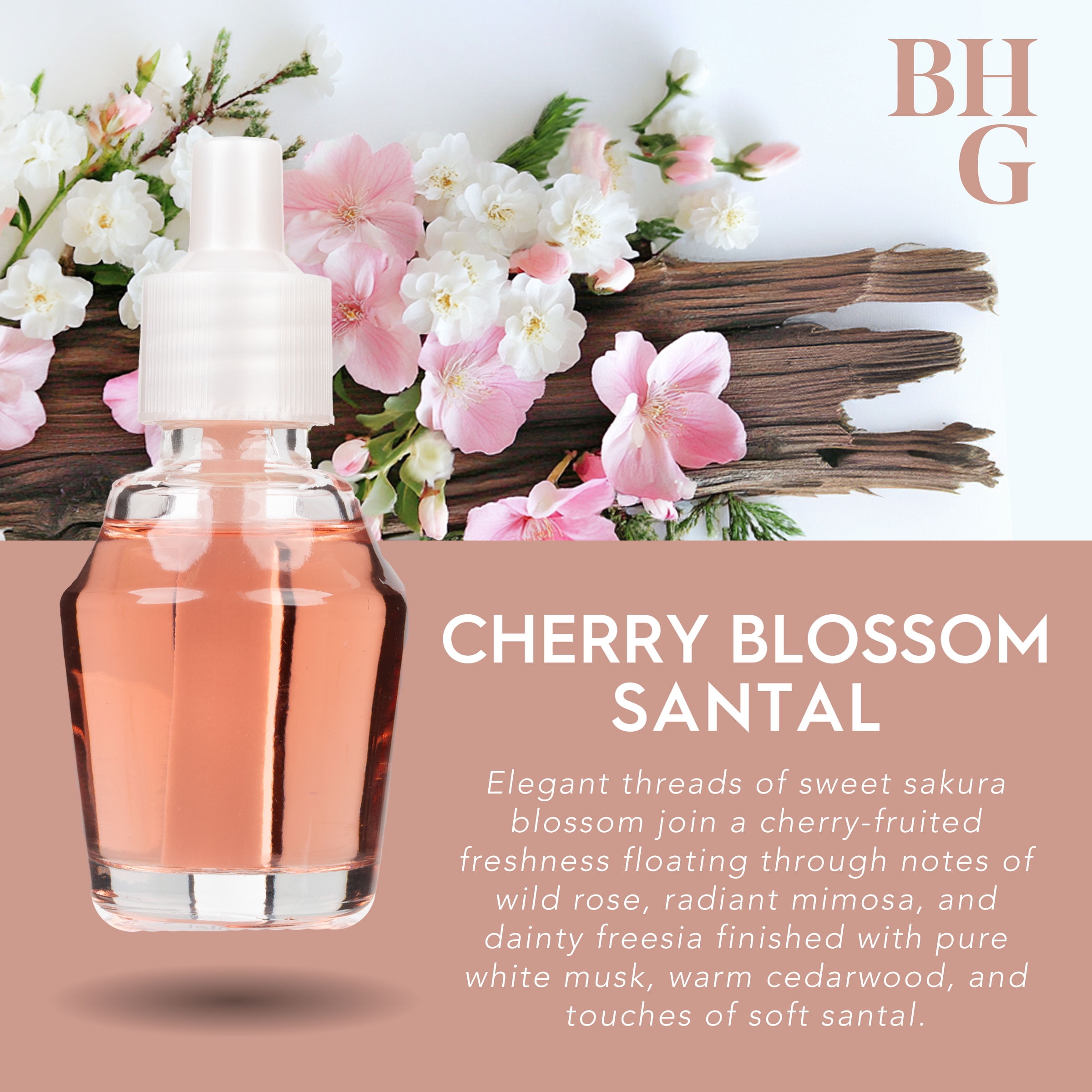Better Homes & Gardens Aroma Accents Cherry Blossom & Santal Fragrance Oil Refill, 24 mL