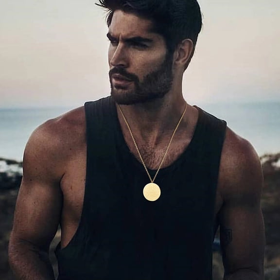 Ayatul Kursi Sutra Necklace, 14K Yellow Gold Islamic Muslim Calligraphy Arabic God Messenger Round Pendant