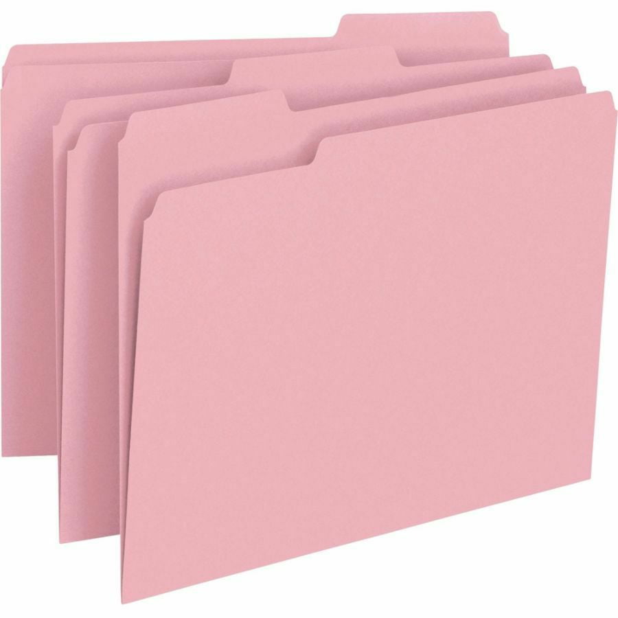 Smead Color File Folders, Letter Size, 1/3 Cut, Pink, Box Of 100
