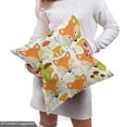 thumbnail image 4 of Woodsy Fabric by the Yard, Front Portrait of Fox with Leaves Branches and Mushrooms, Decorative Upholstery Fabric for Sofas and Home Accents, 1 Yard, Marigold Apple Green by Ambesonne, 4 of 4