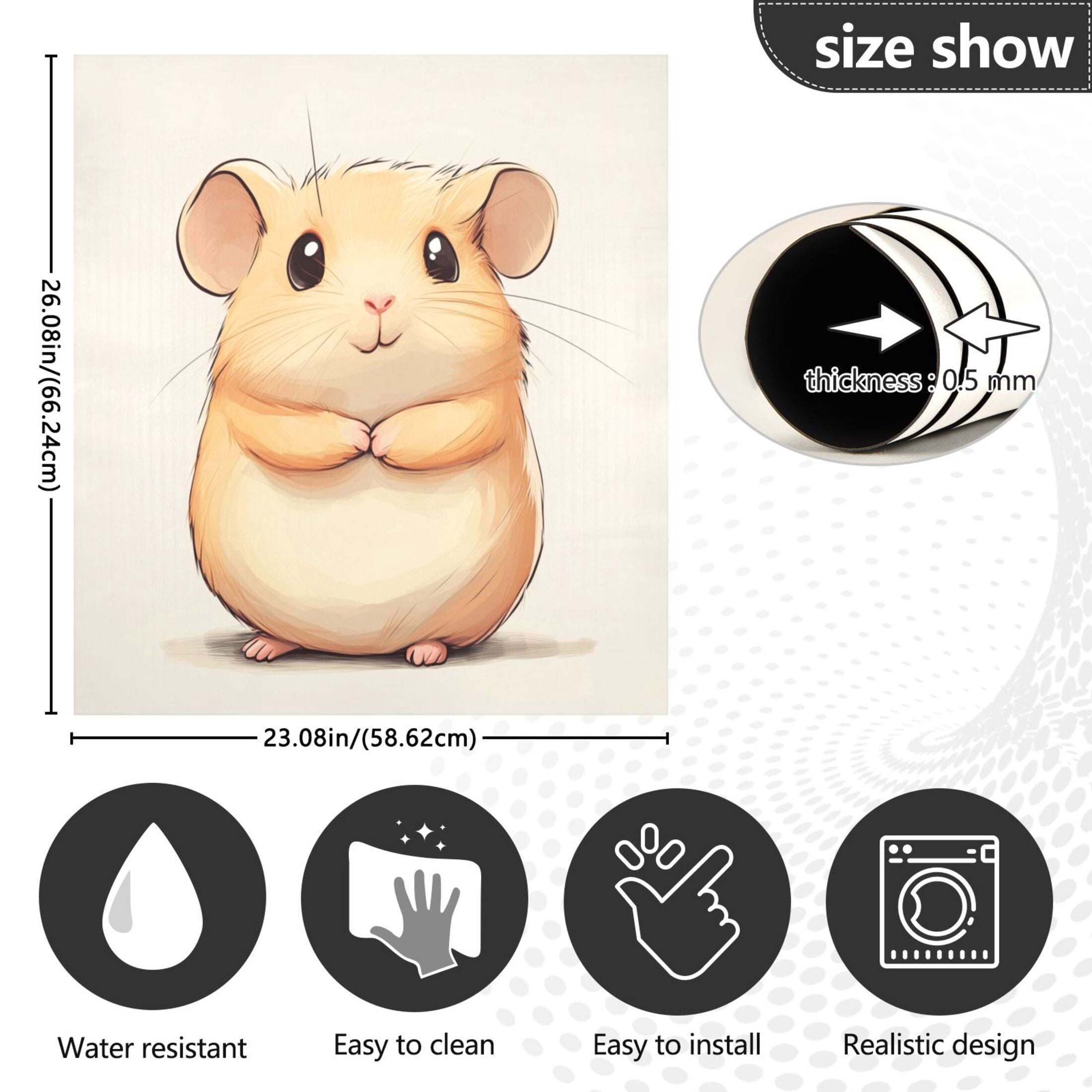 Dishwasher Magnetic Sticker 23x26 Inch Refrigerator Magnetic Sticker Washing Machine Magnetic Sticker Kitchen Panel Magnetic Sticker Home Decor Little Yellow Hamster