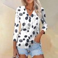 thumbnail image 1 of Fiudx Liquidación de Ahorros de Verano Blusa Informal de Manga 3/4 con Botones y Estampado de Cuello para Mujer, 1 of 5