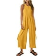 thumbnail image 6 of ABATAB Women's Casual Jumpsuits Loose Sleeveless Long Pants Romper Crewneck Baggy Overalls with Pockets Summer Trendy Outfits, 6 of 7